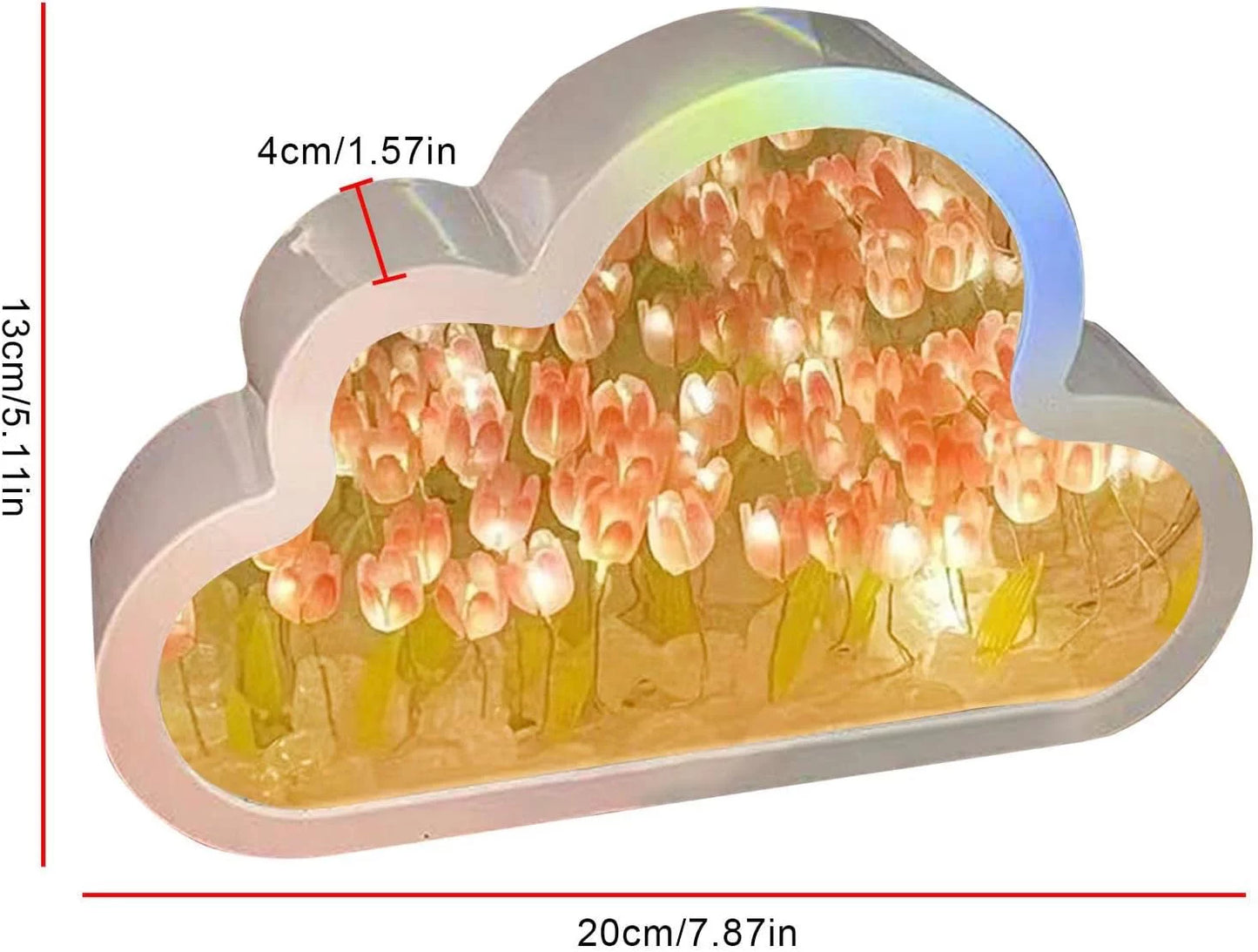 Tulip-Inspired Cloud Night Light - Decorative Simulation Flower Table Lamp for Bedroom and Living Room (Pink)